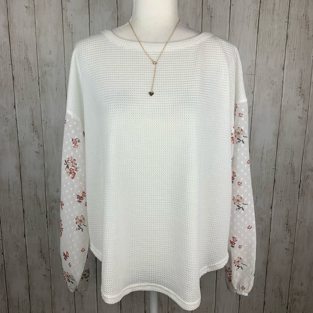 🔥BOHO BLOSSOM🔥Contrast Swiss Dot Knit Top S/M/L/XL NWT - Picture 3 of 6